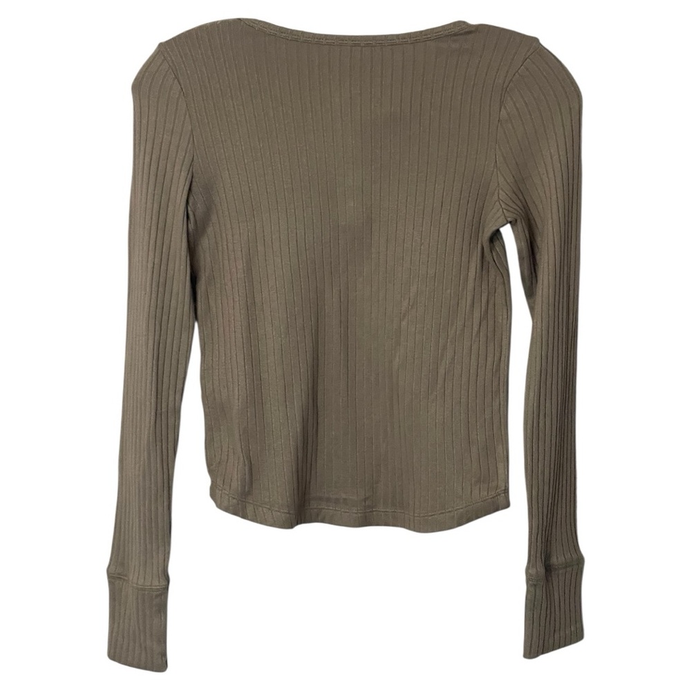Abercrombie Kids Ribbed Button-Up Top - Olive - Picture 2 of 4